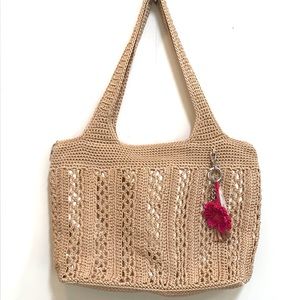 The Sak Tan Gold Crochet Shoulder Bag